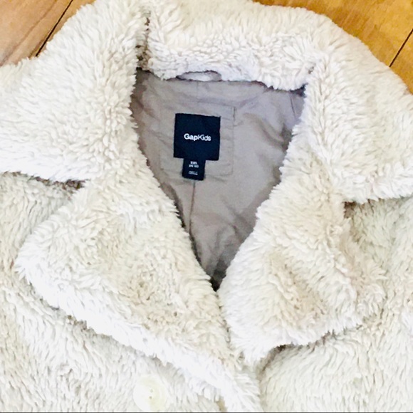 Cotton lined Sherpa style pea coat jacket Gap — ivory cream creme color - Picture 5 of 8